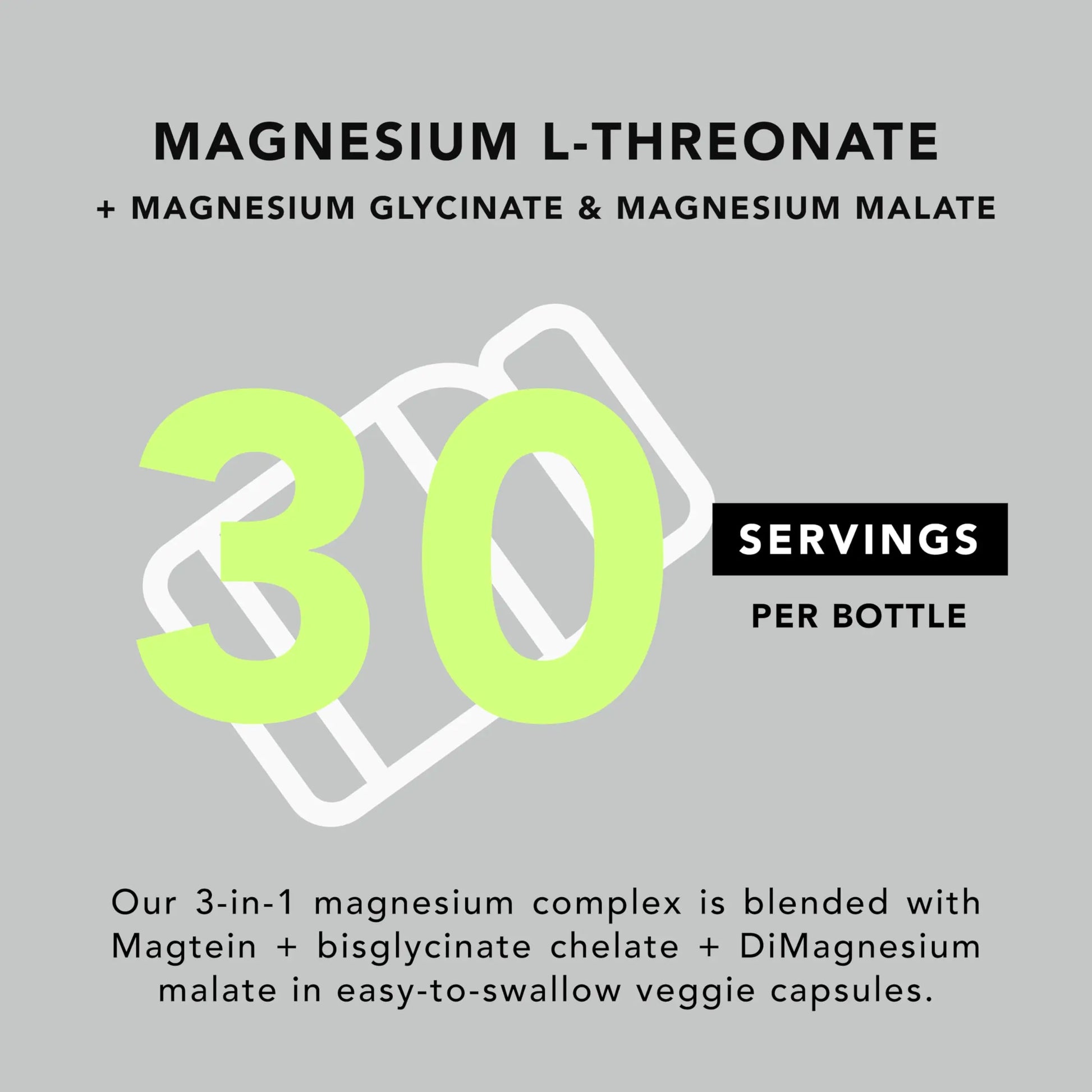AMANDEAN Magtein Magnesium Complex. L-Threonate, Glycinate, Malate Triple Blend Chelated Magnesium Supplement. 90 Veggie Capsules. High Absorption Branded Ingredients. Brain Health, Sleep, Calm*. AMANDEAN Au supplements