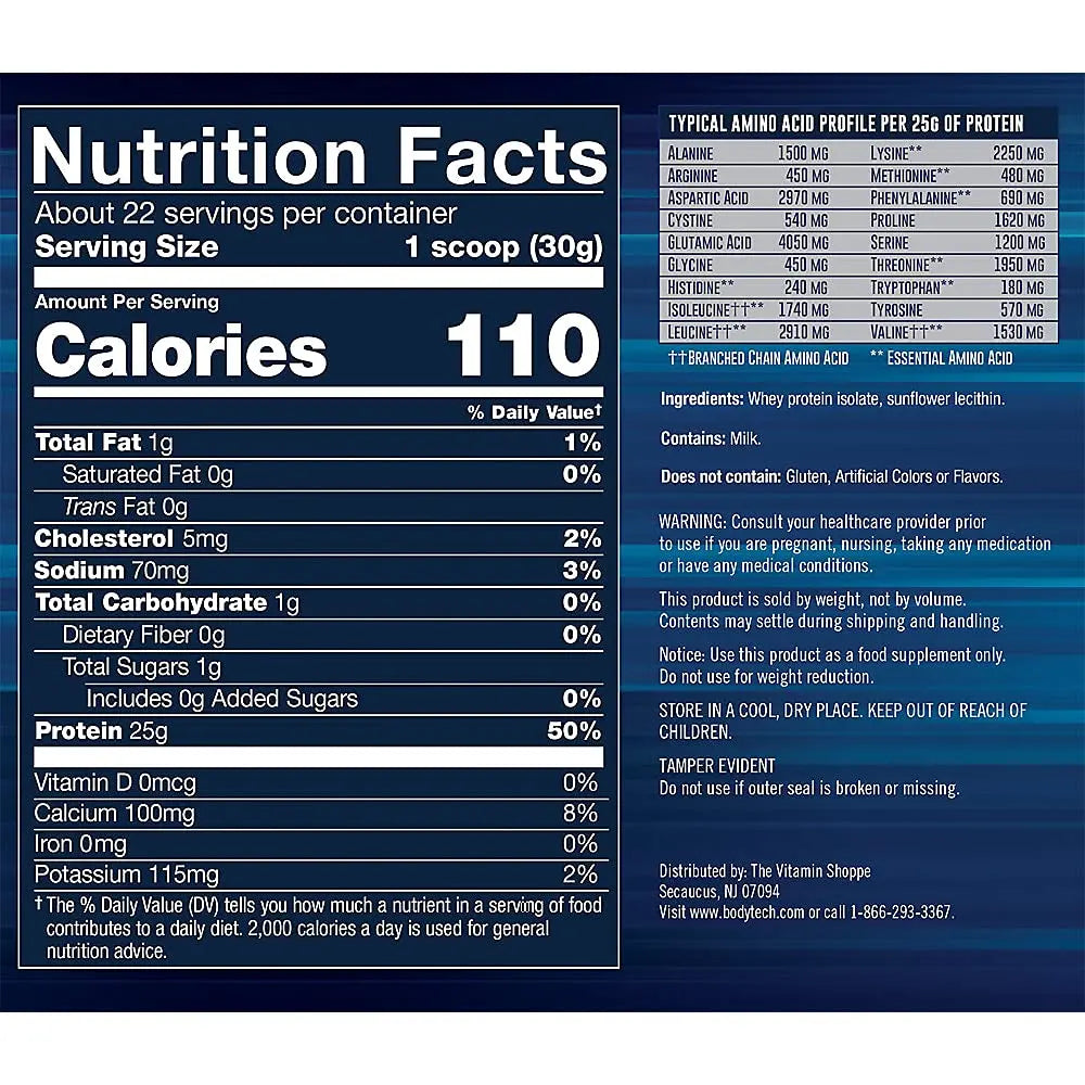 BODYTECH Whey Protein Isolate Powder - with 25 Grams of Protein per Serving & BCAA's BODYTECH Au supplements
