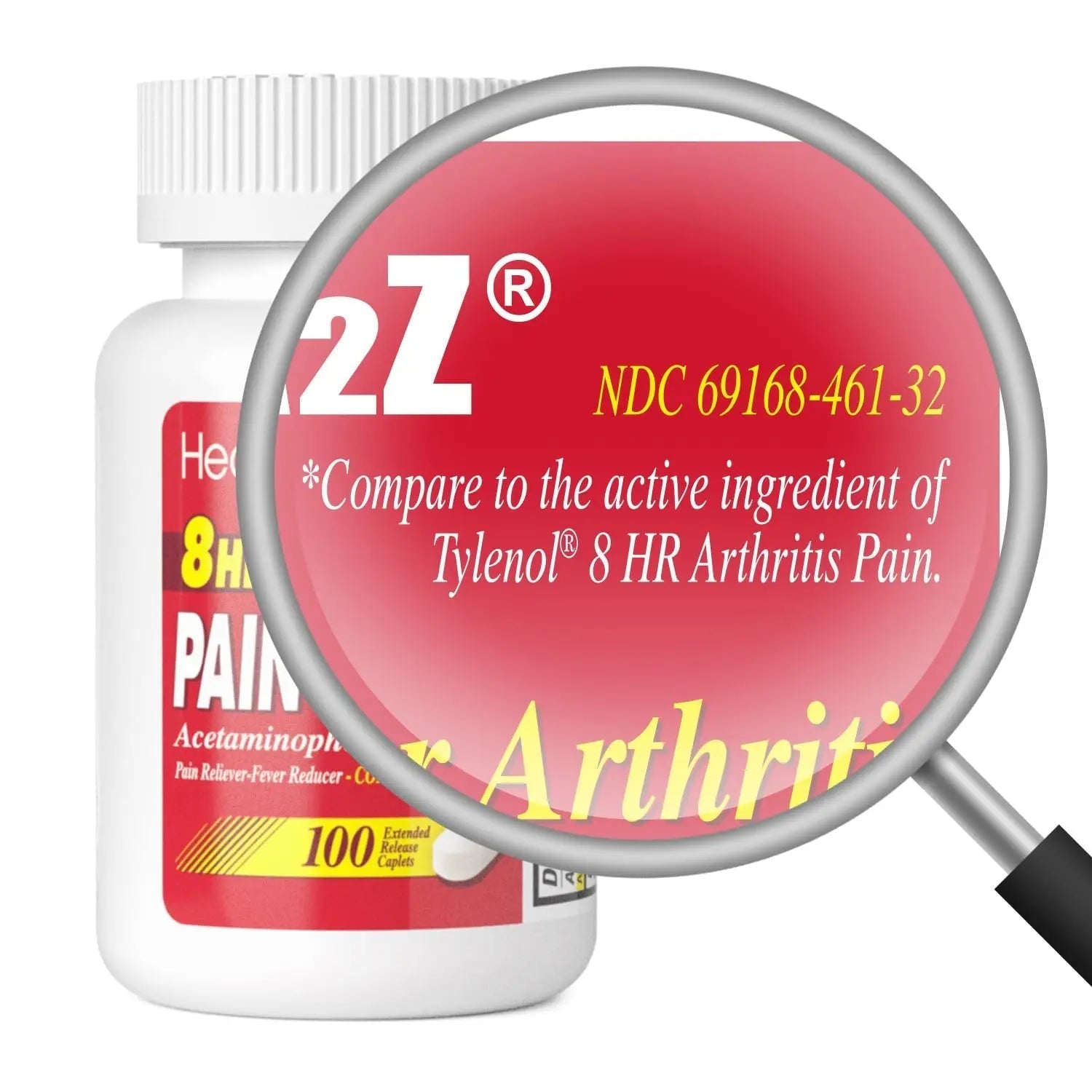 HealthA2Z® Pain Relief Extended Release | Acetaminophen 650mg | 8 Hours | Arthiritis Pain | Pain Reliever - Fever Reducer | Contains no Aspirin (100 Count) HealthA2Z Au supplements
