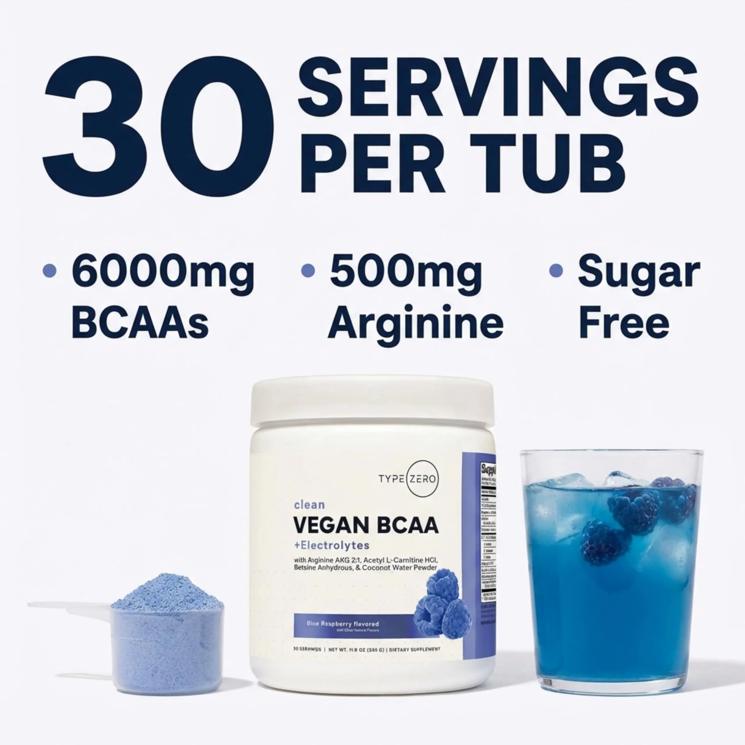 Type Zero Ultra Clean Vegan BCAA Powder + Electrolytes (Blue Raspberry | 6G) 2:1:1 Sugar-Free/No Sucralose BCAAs Amino Acids Supplement - BCAA Vegan Amino Acids After Workout Drink, 30 Servings Type Zero Au supplements