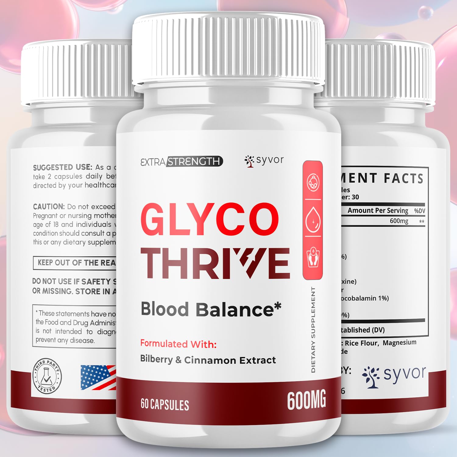 (2 Pack) Glyco Thrive Capsules, Official GlycoThrive Glycogen Support Pills with All Natural Ingredients, Advanced Formula Health Supplement with Max Strength Vitamins for Women & Men (120 Capsules) Syvor Au supplements