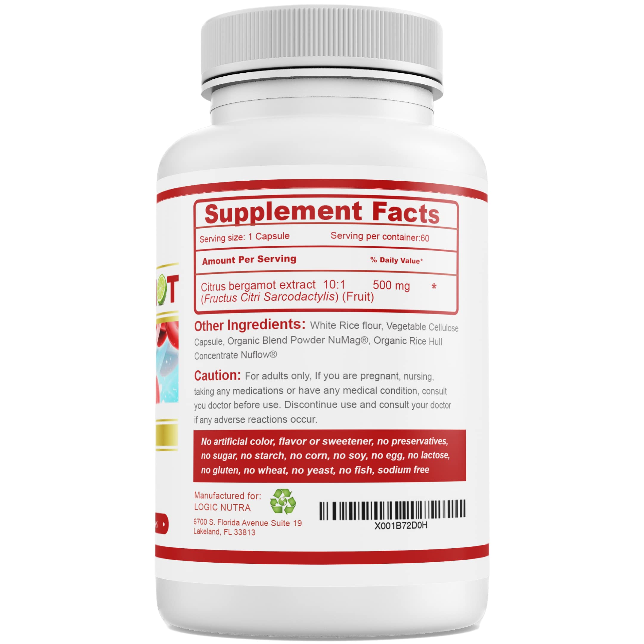 Citrus Bergamot Supplement for High Cholesterol – 1000mg Citrus Bergamot Extract 10:1 (2 Caps) – Organic, Non-GMO, Patented Clinical Grade Bergamot Blend for Heart Health – 60 Capsules Logic Nutra Au supplements