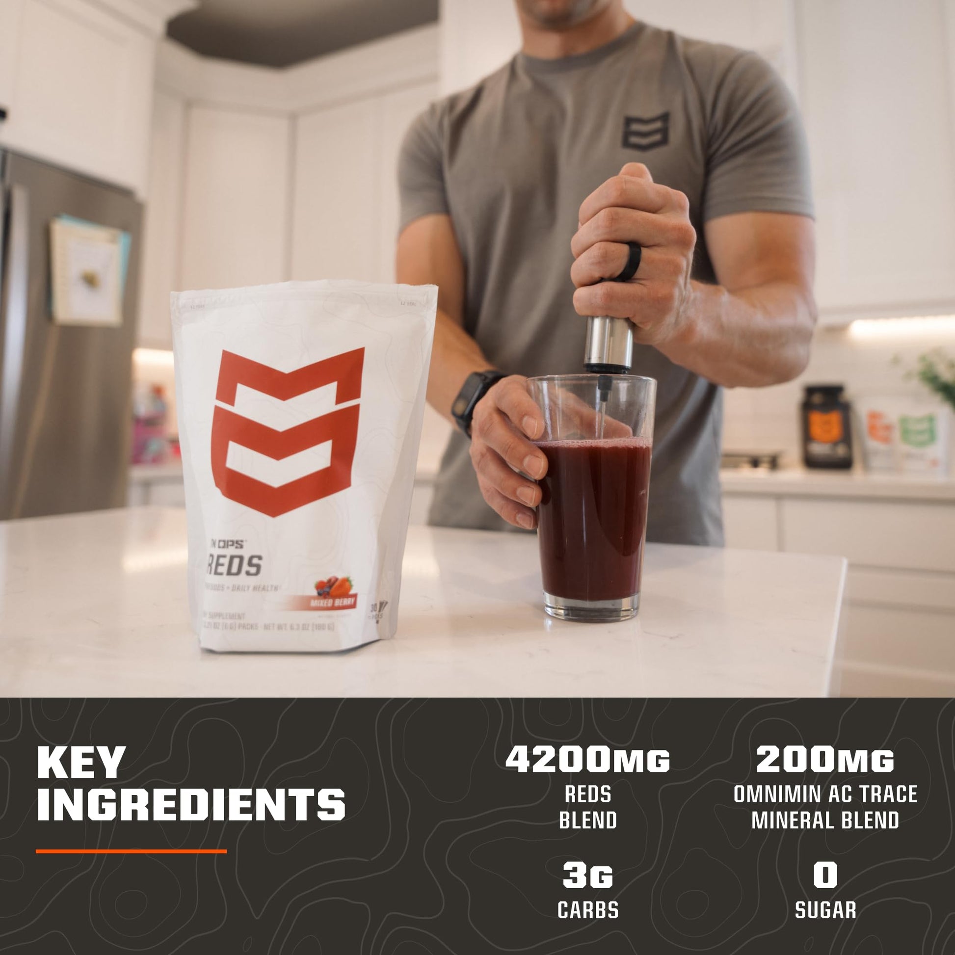MTN OPS Reds Super Reds Antioxidant Drink Powder Daily Health Blend with Phytonutrients Free Radical Support 30 On The Go Stick Packs MTN OPS Au supplements