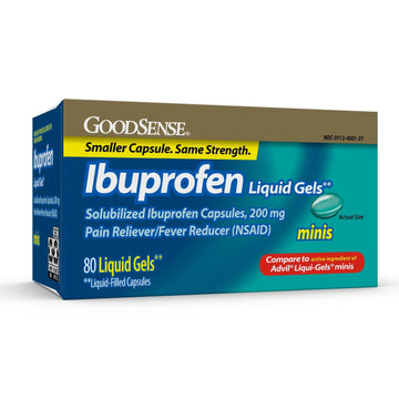 GoodSense Ibuprofen Mini Liquid-Gels, 200 mg, Liquid-Filled Capsules, Pain Reliever and Fever Reducer, 80 Count GoodSense Au supplements