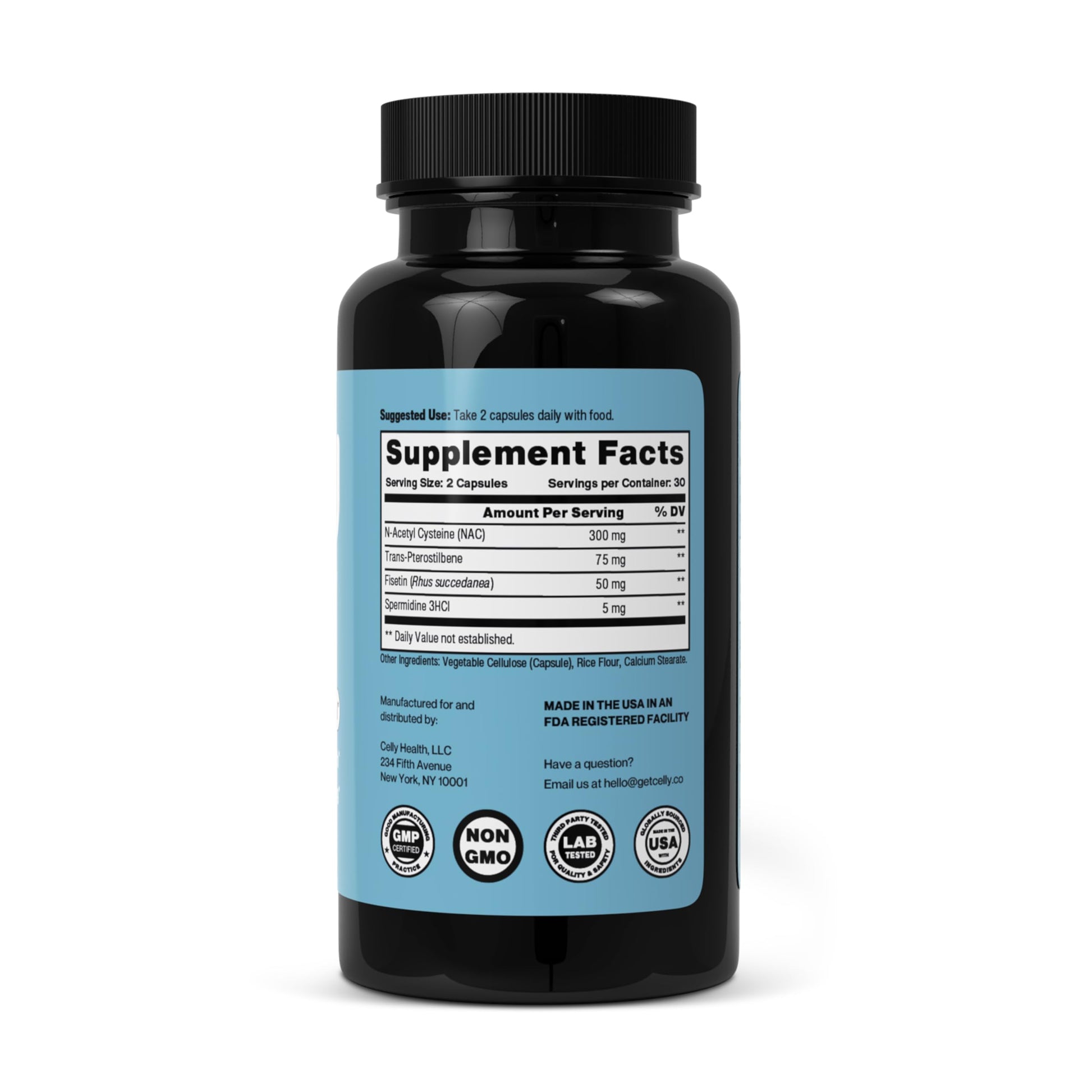 Celly Autophagy Activator | Longevity Supplement for Cellular Nutrition and Healthy Aging | Promotes Cell Renewal with Spermidine, Pterostilbene, Fisetin, and NAC | Made in USA & 3rd Party Tested Celly Au supplements