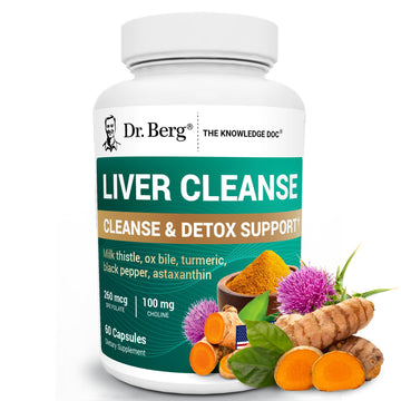 Dr. Berg Liver Cleanse Detox Capsules w/Unique Blend of Milk Thistle, Ox Bile & Folate - Liver Supplement Includes Turmeric, Black Pepper & Choline - 60 Capsules Dr. Berg Nutritionals Au supplements