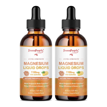 GREENPEOPLE 17-in-1 Triple Magnesium Complex Supplement,Magnesio Liquid Drops with Magnesium Glycinate & Citrate,Pineapple Flavor,Calm Mood,Muscle & Sleep for Adults,4 fl. oz 2Pack GREENPEOPLE Au supplements