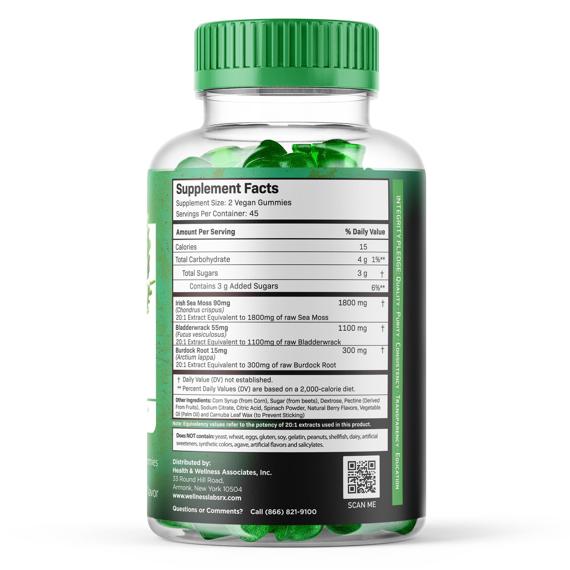WELLNESS LABSRX Sea Moss Gummies, 3200mg Irish Sea Moss Mixed Berry Flavor with Maximum Potency Bladderwrack and Burdock Root - Supports Skin, Energy and Immunity - 180 Count WELLNESS LABSRX Au supplements