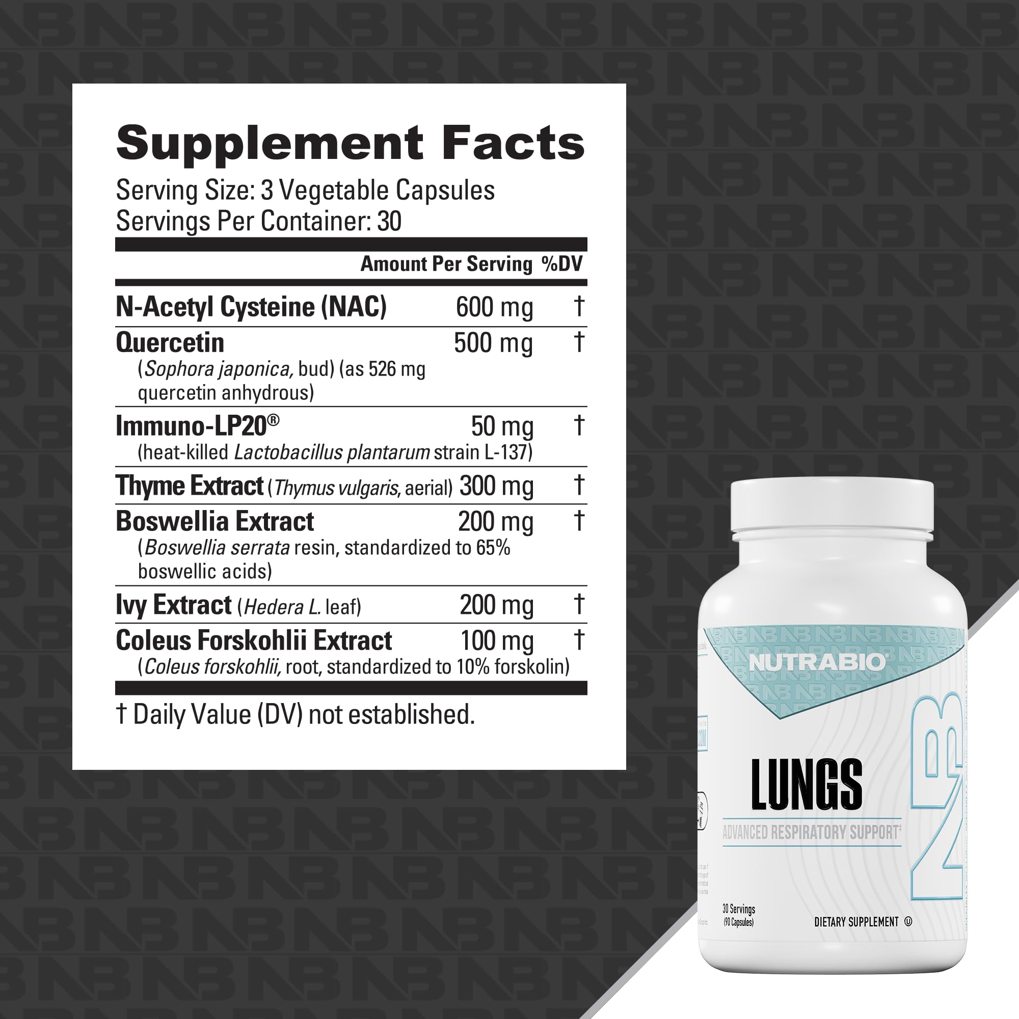 NutraBio Lungs Supplement - Blend of Immuno-LP20 and Natural Extracts to Help Support Respiratory & Immune Health - 90 Capsules NutraBio Au supplements