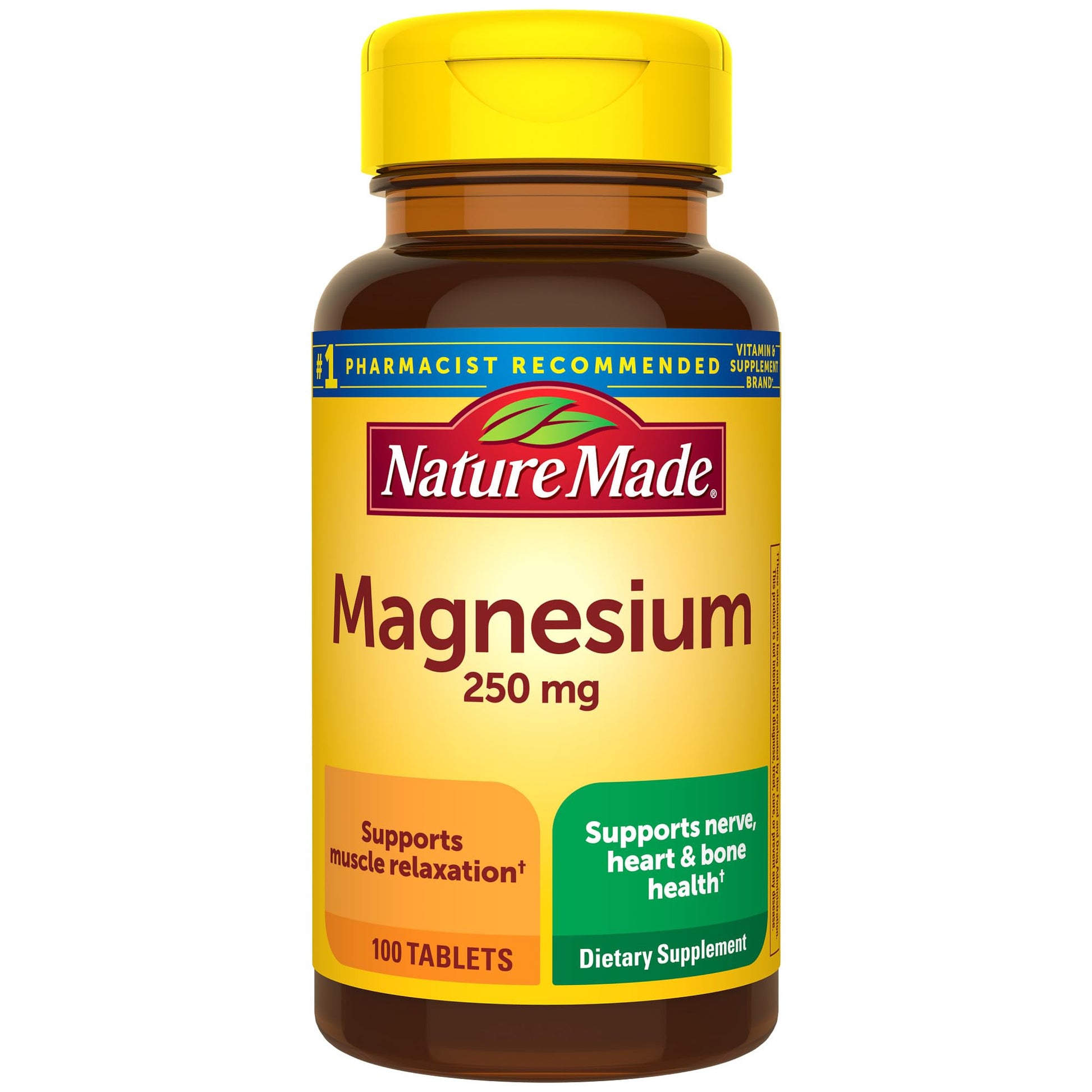 Nature Made Magnesium Oxide 250 mg, Magnesium Supplements for Men and Women, Support for Muscle, Heart, Bone and Nerve Health, 100 Tablets, 100 Day Supply Nature Made Au supplements