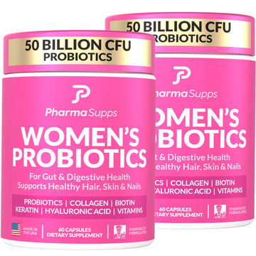 ADVANCED Women's Probiotics for Gut Health - Hair, Skin, & Nails Vitamins Support - 50 Billion CFU w/ Collagen, Biotin & Keratin - Probiotic Supplement for Digestive Health & Bloating Relief, USA-Made PharmaSupps Au supplements