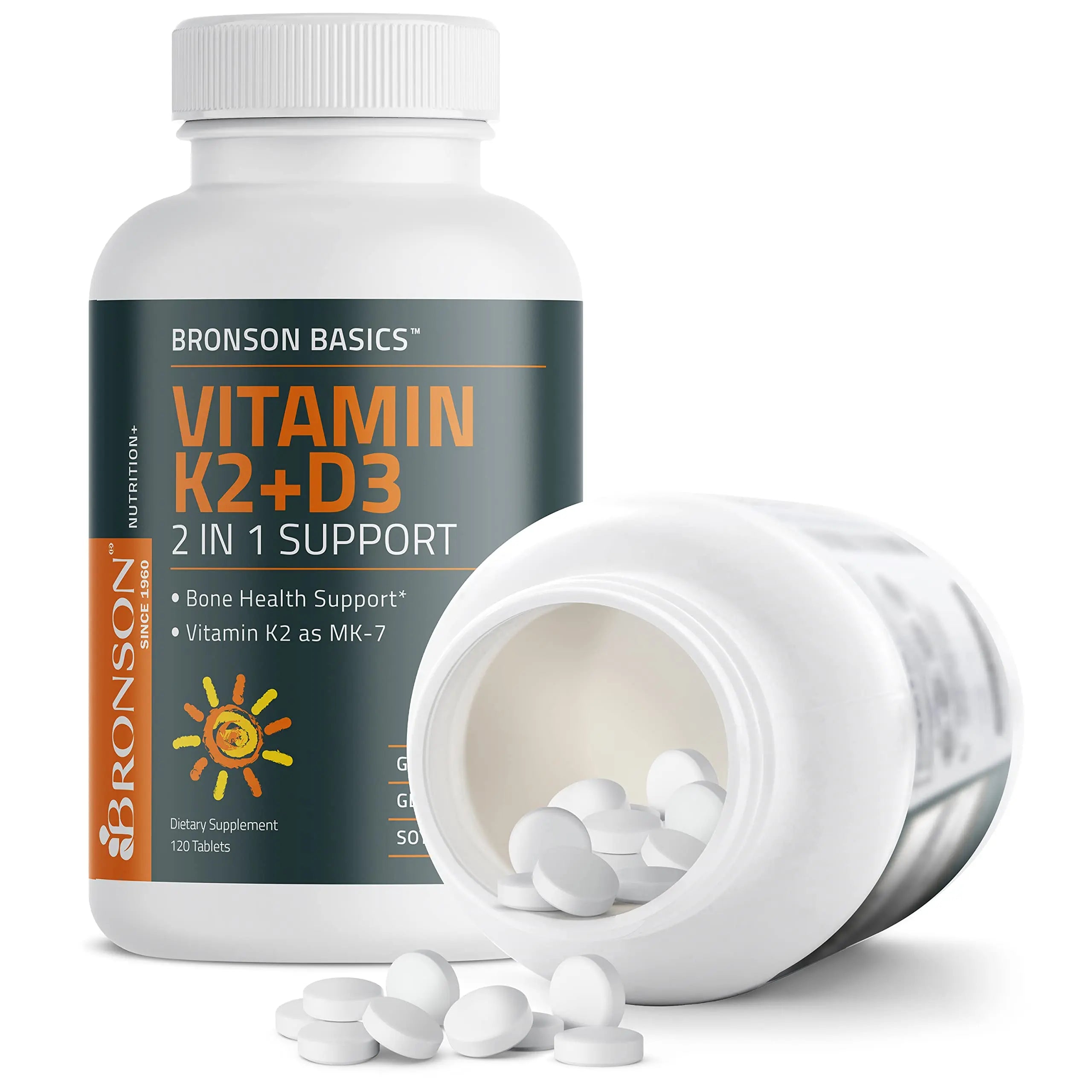 Bronson Basics Vitamin K2 D3 (MK7) Supplement Non-GMO Formula 5000IU (125 mcg) Bronson Au supplements