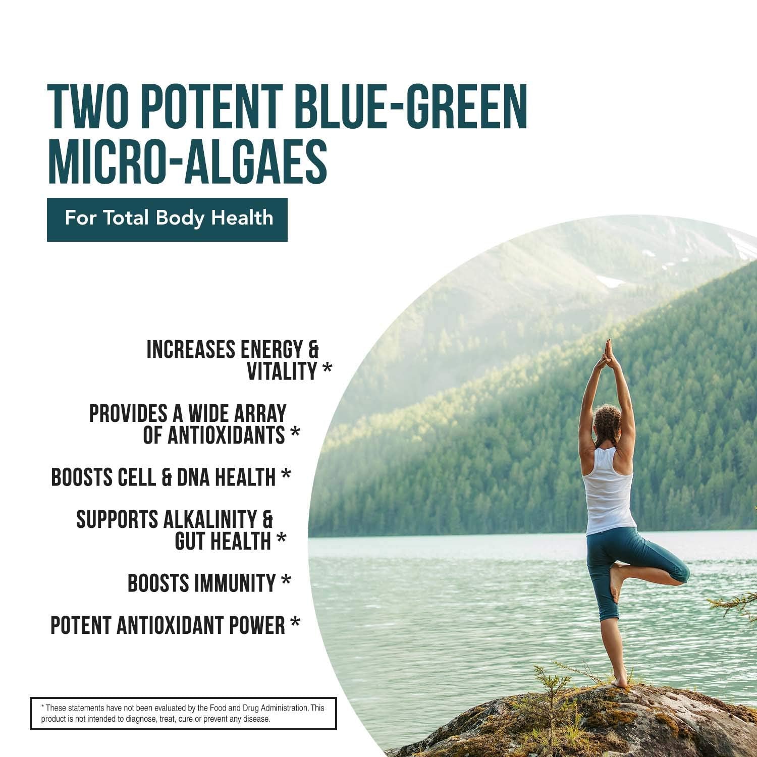 Organic Spirulina & Chlorella Tablets – 4 Organic Certifications, Raw, Non-Irradiated – 50/50 Blue Green Algae Blend – Antioxidant Content Equal to 5 Servings of Vegetables (120 Tablets) Triquetra Health Au supplements