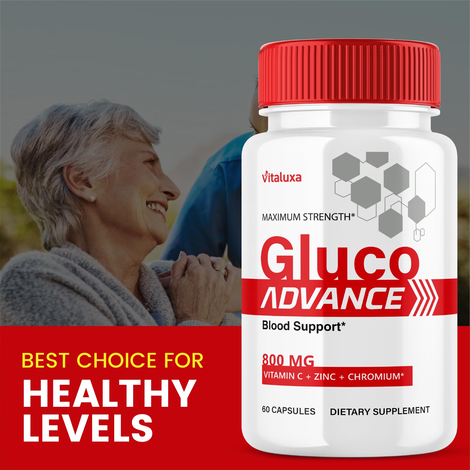 Gluco Advance Capsules, Gluco Advanced Blood Support Supplement GlucoAdvance Pills for Joints, GlucoseAdvance Premium Blend Flow Balance All Natural Formula Overall Health Wellness (60 Capsules) Vitaluxa Au supplements