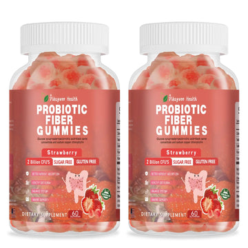Vikaywoo Probiotic Fiber Gummies for Adults, No Sugar Added Strawberry Flavor– 2 Billion CFUs –Vitamin C,Vitamin D–Digestive Health & Regularity Support(120 Count) Vikaywoo Au supplements