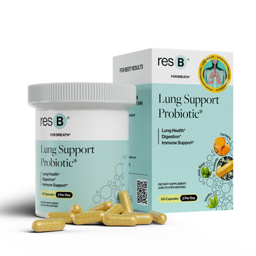 resB Lung Support Probiotic Supplement - Lung Health Supplement for Smokers, Gut Health, Immune & Digestive Support, Respiratory Care, Holy Basil & Turmeric, Clinically Trialed - 60 Capsules ResBiotic Au supplements