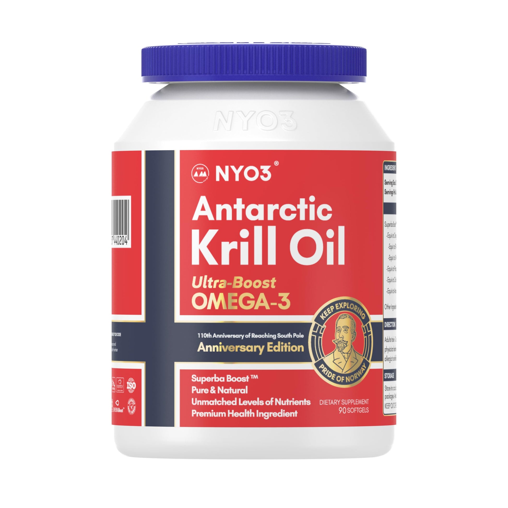 NYO3 Antarctic Krill Oil 1000mg Omega 3 Supplement, EPA & DHA, 90 Softgels Astaxanthin NYO3 Au supplements