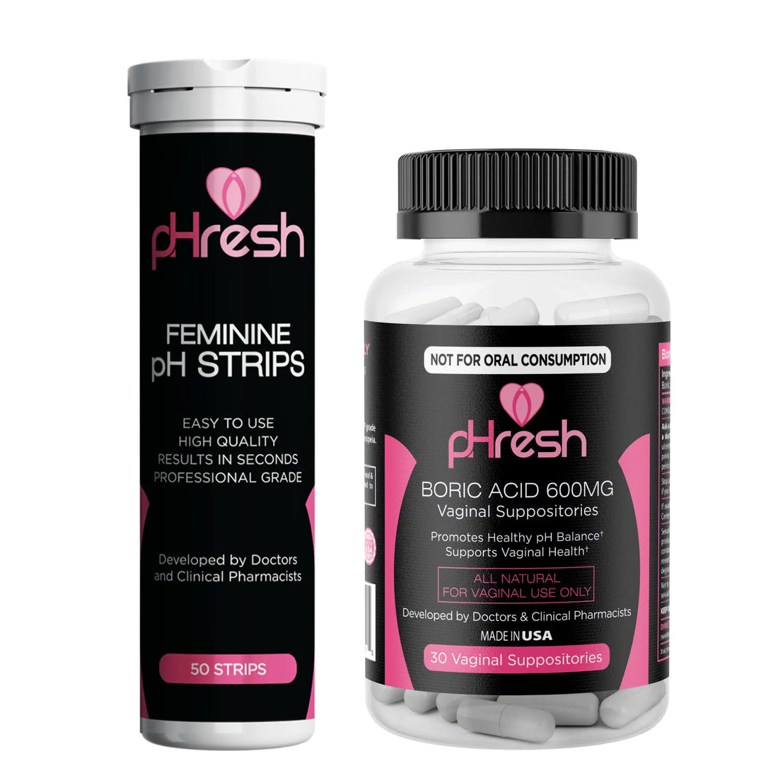 ACE NUTRITION pHresh Boric Acid Suppositories & Vaginal pH Test Strips Bundle ACE NUTRITION Au supplements
