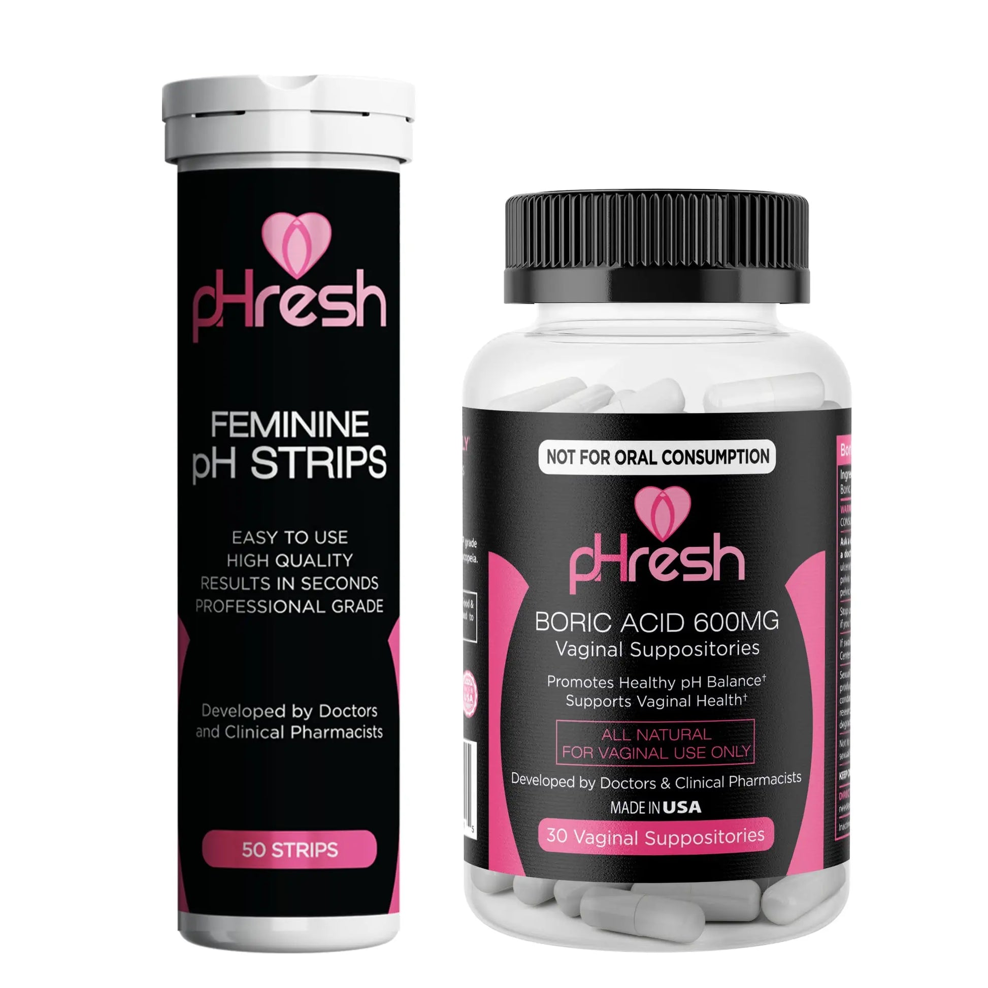 ACE NUTRITION pHresh Boric Acid Suppositories & Vaginal pH Test Strips Bundle ACE NUTRITION Au supplements