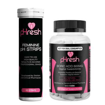 ACE NUTRITION pHresh Boric Acid Suppositories & Vaginal pH Test Strips Bundle ACE NUTRITION Au supplements
