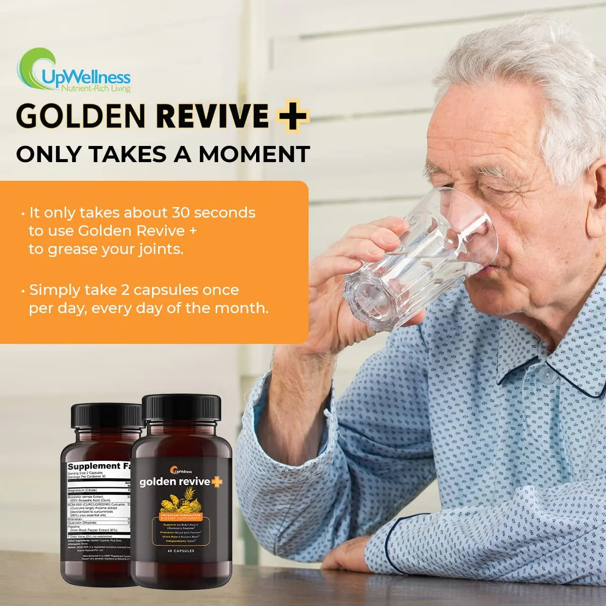 UpWellness Golden Revive + Joint Support with Quercetin, Magnesium, and Turmeric UpWellness Nutrient-Rich Living Au supplements