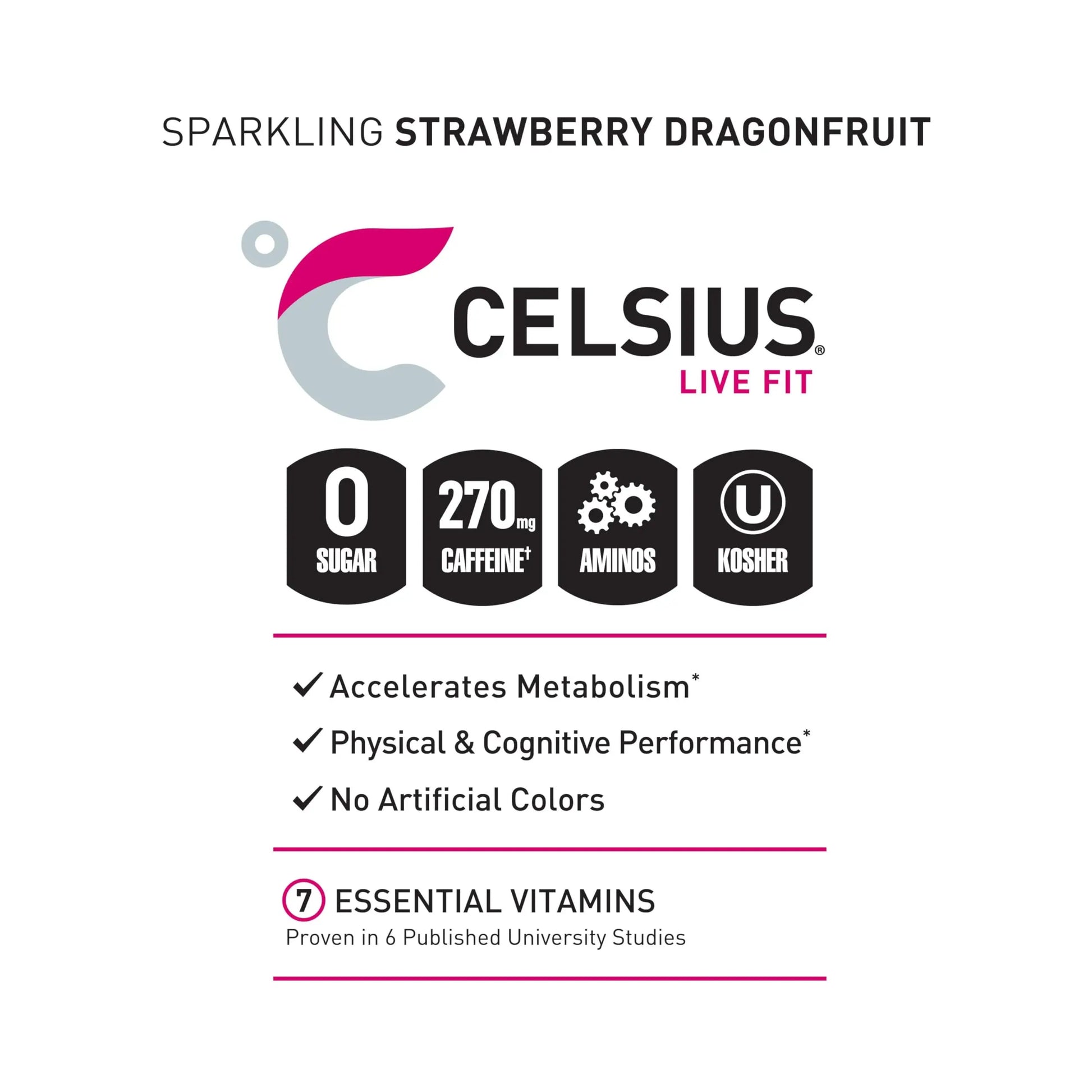 CELSIUS ESSENTIALS, Sparkling Dragonberry, Performance Energy Drink 16 Fl Oz CELSIUS Au supplements
