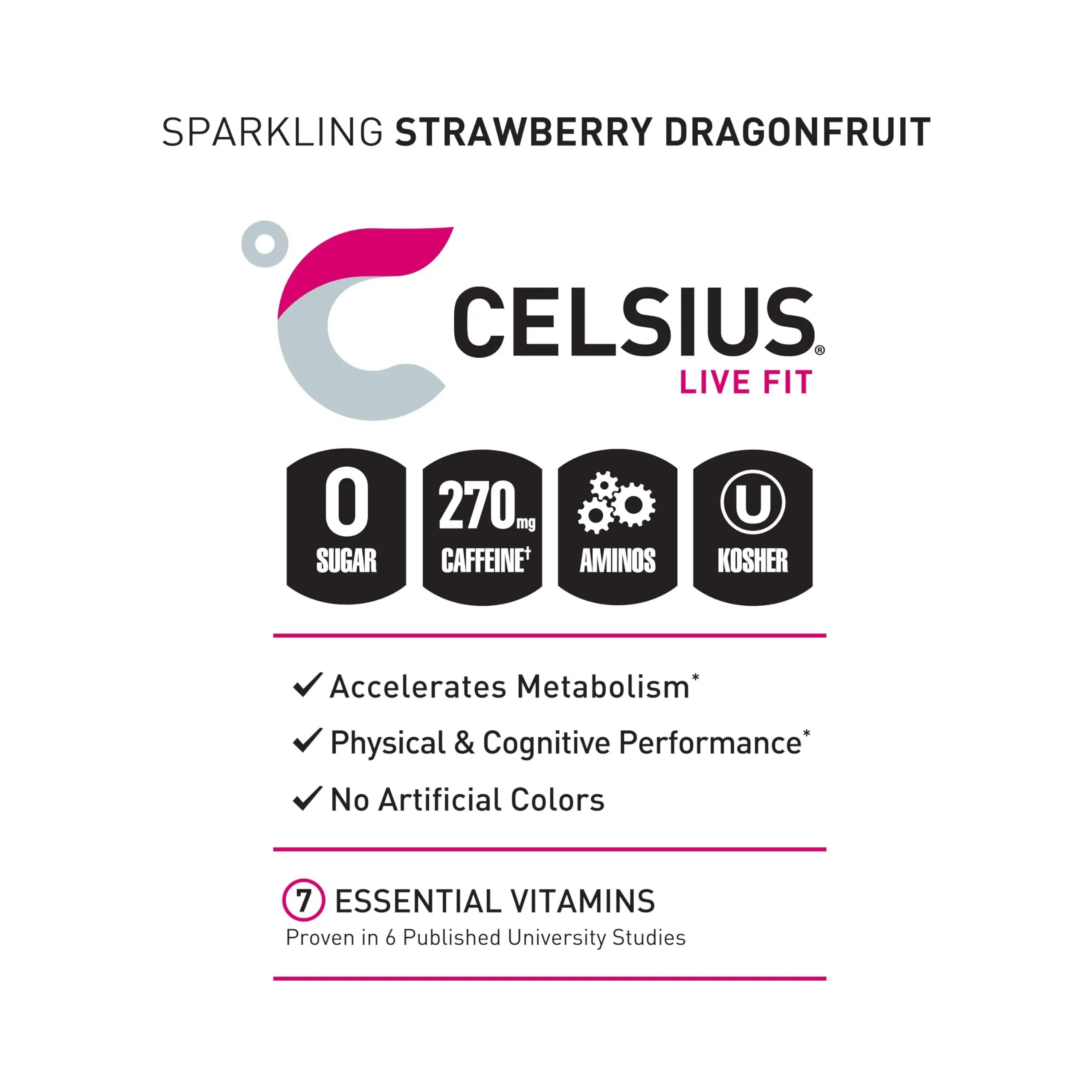 CELSIUS ESSENTIALS, Sparkling Dragonberry, Performance Energy Drink 16 Fl Oz CELSIUS Au supplements