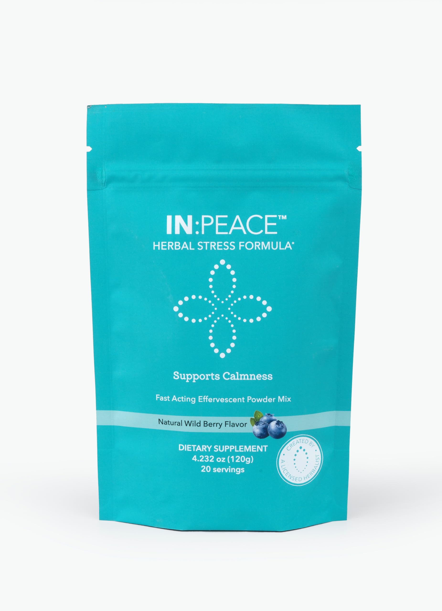 In:TotalWellness IN:Peace Herbal Calming Formula. 20 Serving Pouch, Wild Berry Flavor. 9 Herb Antioxidant + Adaptogen Blend. Clinically Proven Ingredients. Crafted by a Licensed Herbalist INTotalWellness Au supplements