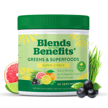 360 Nutrition Blends with Benefits Super Greens Powder w/Probiotics, Digestive Enzymes, Sugar & Gluten Free, Plant Based Superfood Drink Mix for Gut Health, Bloating, Immunity, Overall Health, 6.35 oz 360 Nutrition Au supplements