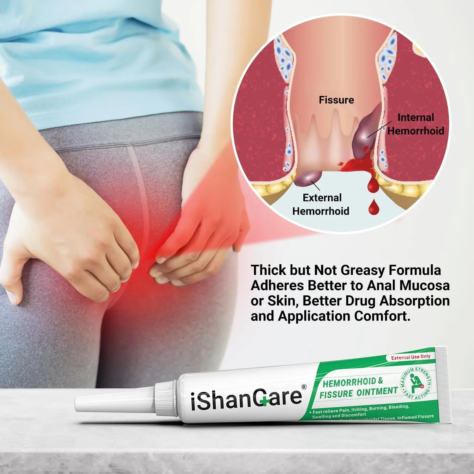 ishancare Hemorrhoid Cream, Hemorrhoid & Fissure Treatment Ointment Extra Strength, Relief Anal Pain, Itching, Bleeding, Swelling, Discomfort, Natural Herbs Fast Acting Ingredients, Contains Vitamin E ishancare Au supplements