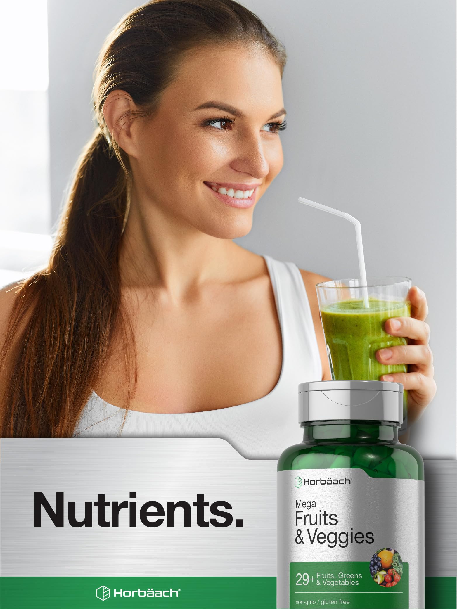 Horbäach Mega Fruits and Veggies Supplement | 100 Capsules | Vegetarian, Non-GMO and Gluten Free Horbäach Au supplements