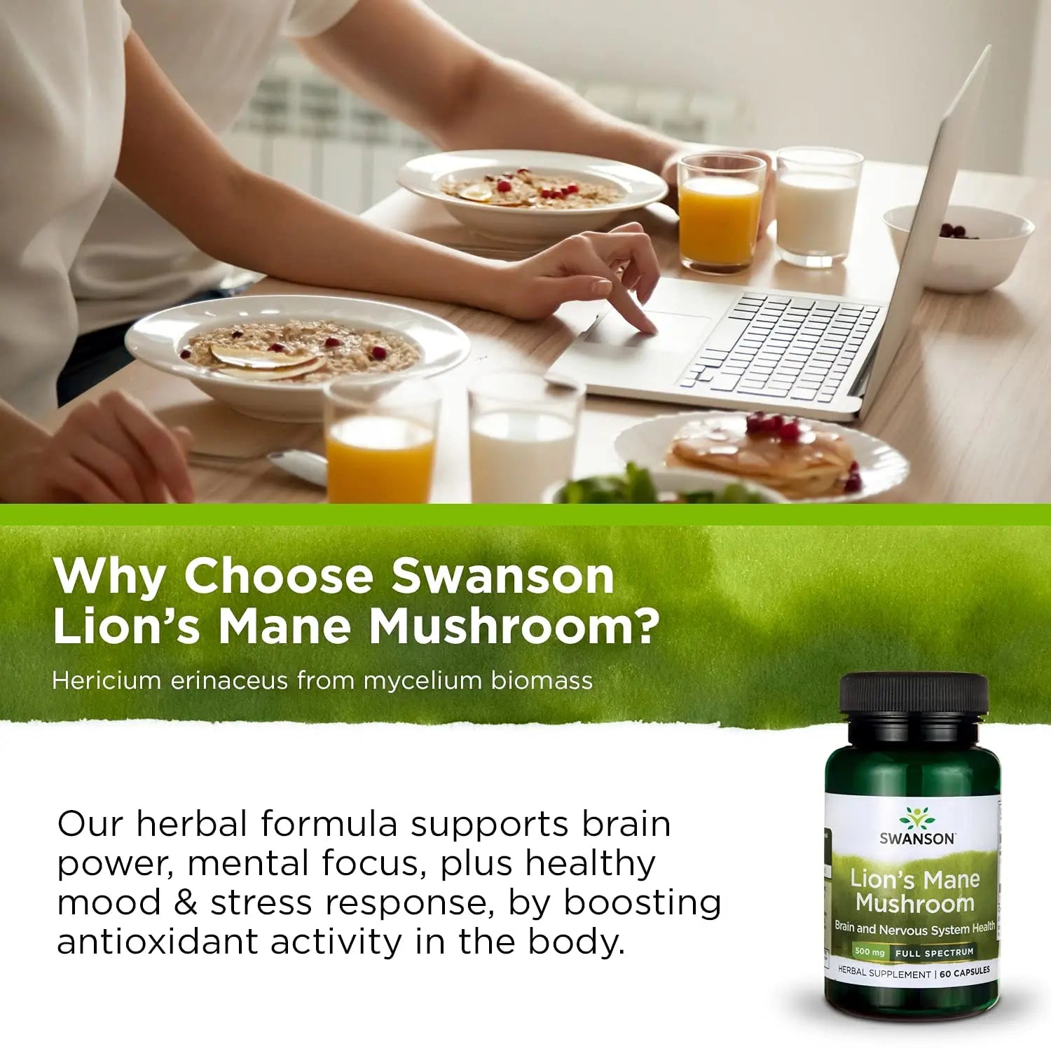 Swanson Lion's Mane Mushroom Capsules - 500 mg Each, 60 Capsules - Swanson Au supplements