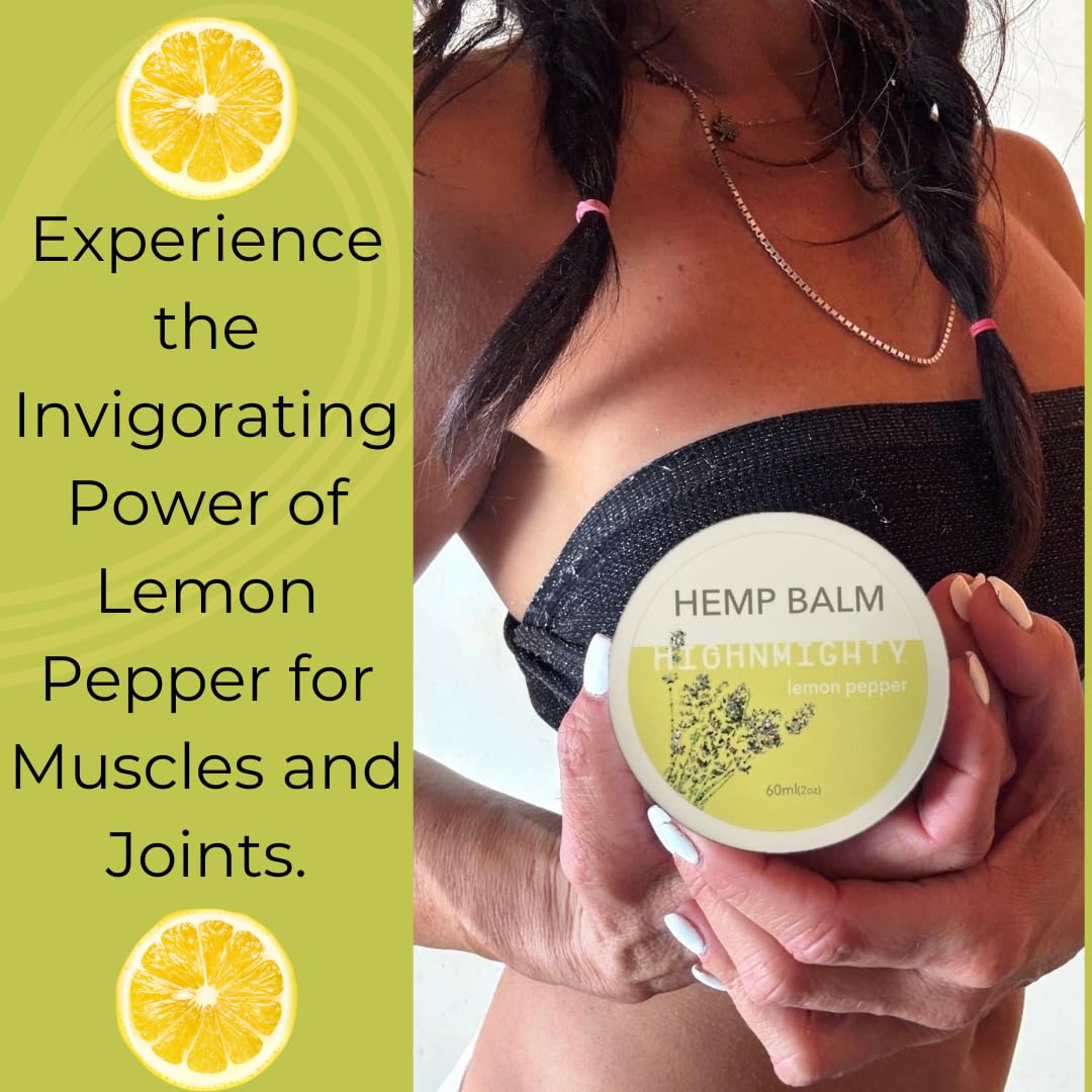 Highnmighty Maximum Strength Lemon Pepper Hemp Balm Salve | Daytime Relief, Relaxing, Natural, Fast-Acting Topical Cream for Muscle Joint Back Knee Shoulder Neck Elbow Hand Foot Relief, 60ml (2oz) Highnmighty Au supplements