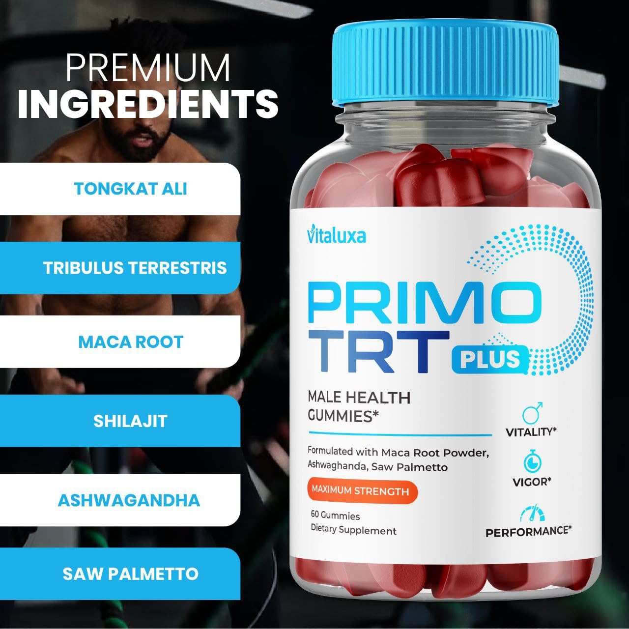 (2 Pack) Primo TRT Gummies, Primo TRT Advanced Performance Blend Supplement, PrimoTRT Try Prime Gomitas Maximum Strength for Males Support for Overall Health Wellness All Natural Ingredients (120 Ct) Vitaluxa Au supplements