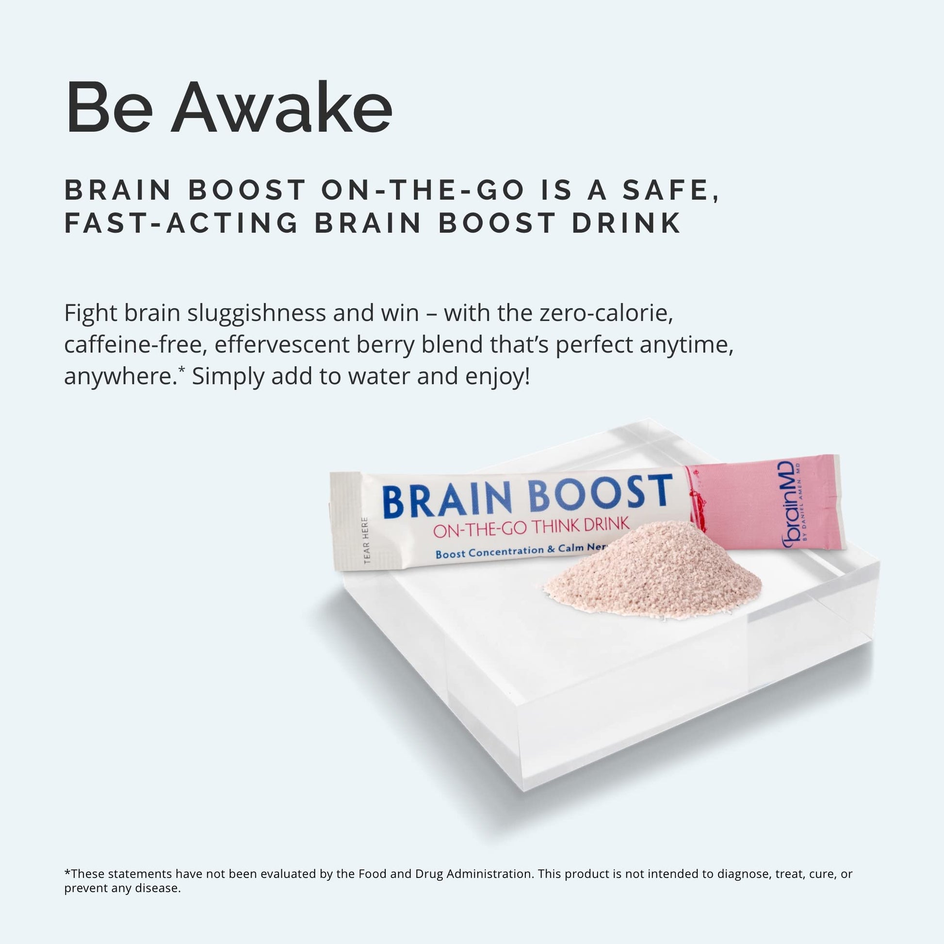 BRAINMD Dr Amen Brain Boost On The Go - 10 Packets, Berry Flavor - Nootropic Drink Powder, Promotes Focus, Clarity & Mental Energy - Caffeine Free, Gluten Free - 10 Servings BRAINMD Au supplements