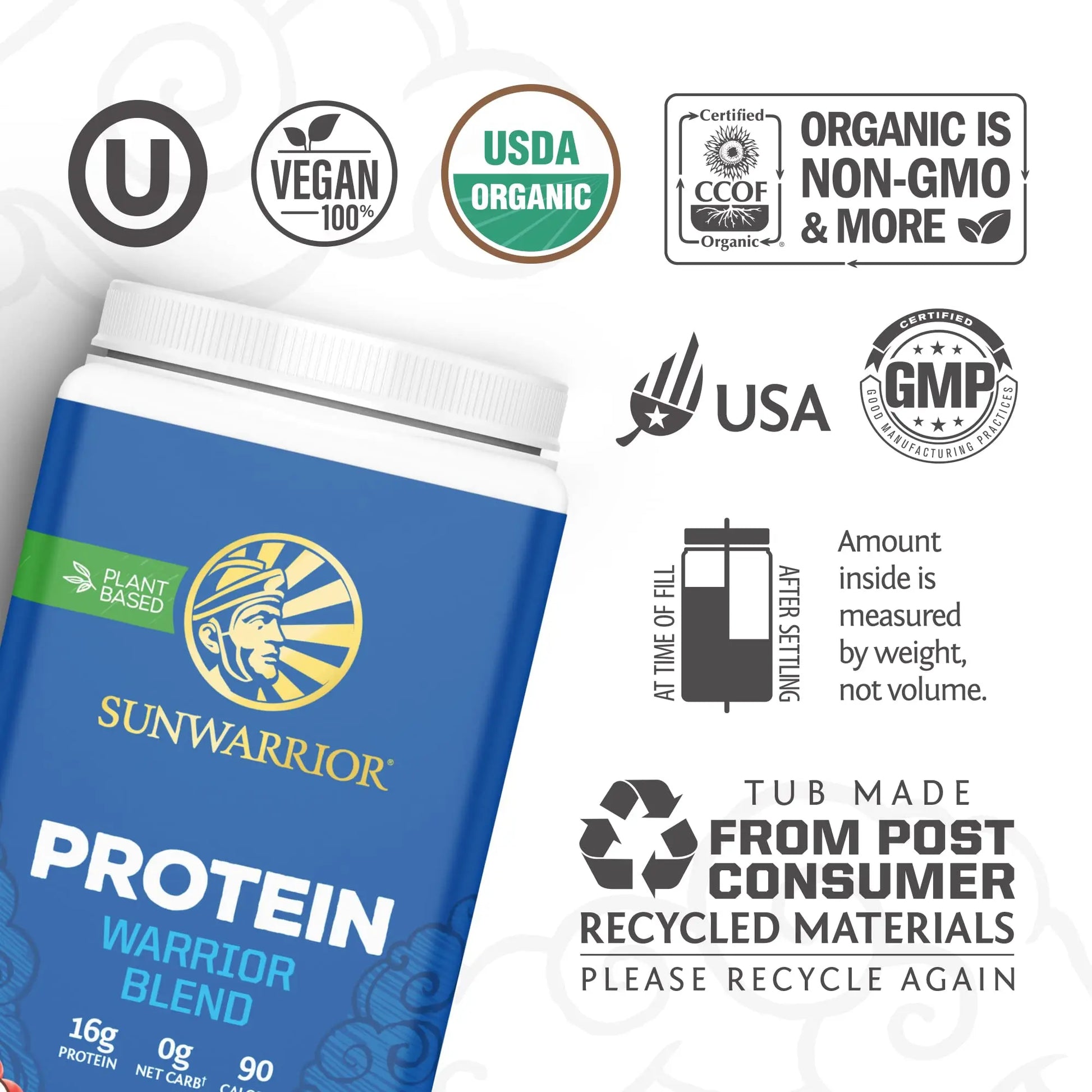 Vegan Protein Powder with BCAA | Organic Hemp Seed Protein Gluten Free Non-GMO Sunwarrior Au supplements