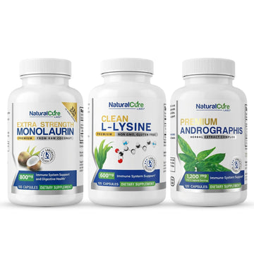 Extra Strength Stack: Monolaurin 800mg + Clean L-Lysine 600mg + Andrographis, Advanced Immune Support Routine Bundle Natural Cure Labs Au supplements