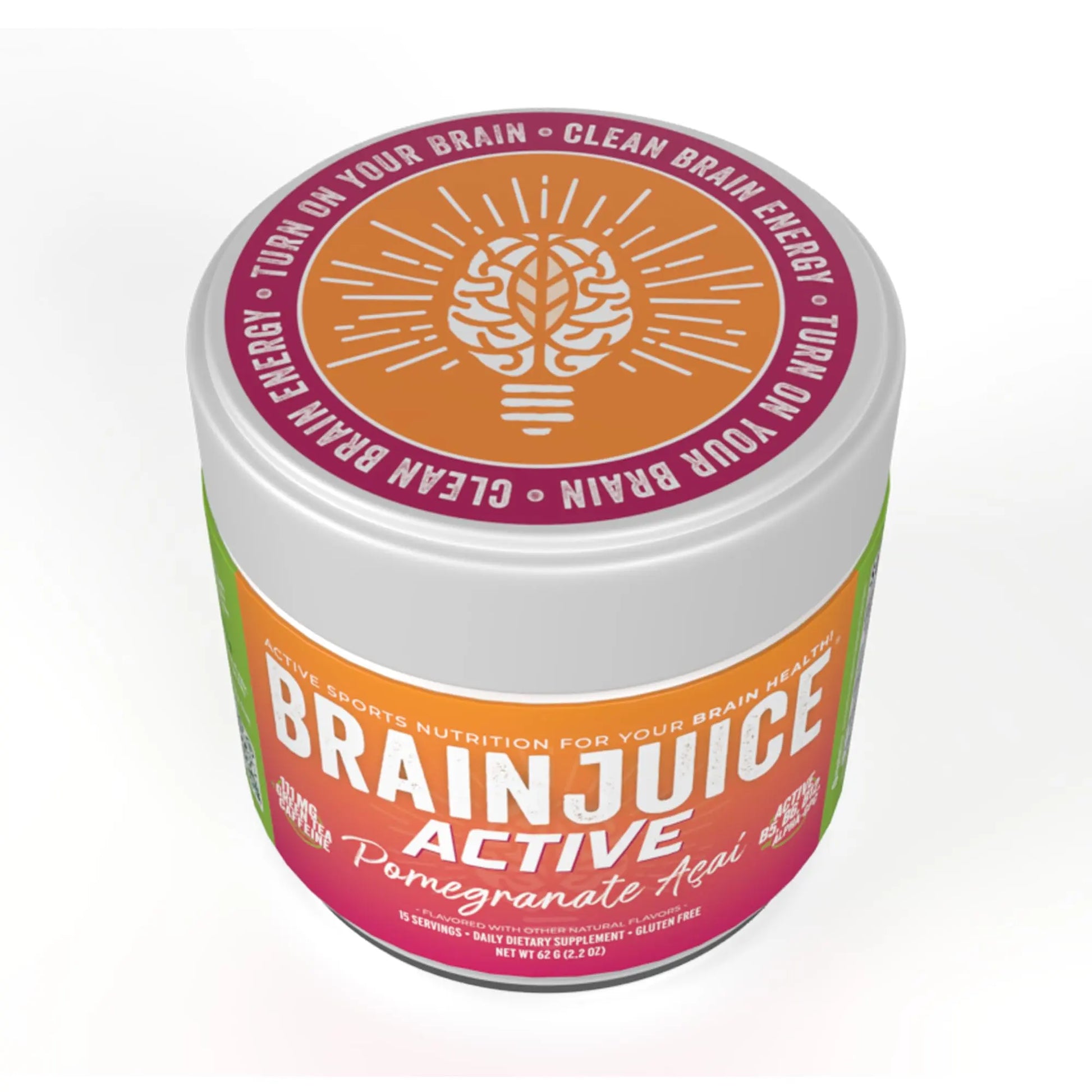 BrainJuice Nootropics Brain Support Supplement, Gluten Free Powder for Energy and Focus, Pre Workout w/Alpha GPC, Vitamin B & Organic Green Tea Extract Caffeine, Active Pomegranate Acai, 15 Servings BrainJuice Au supplements