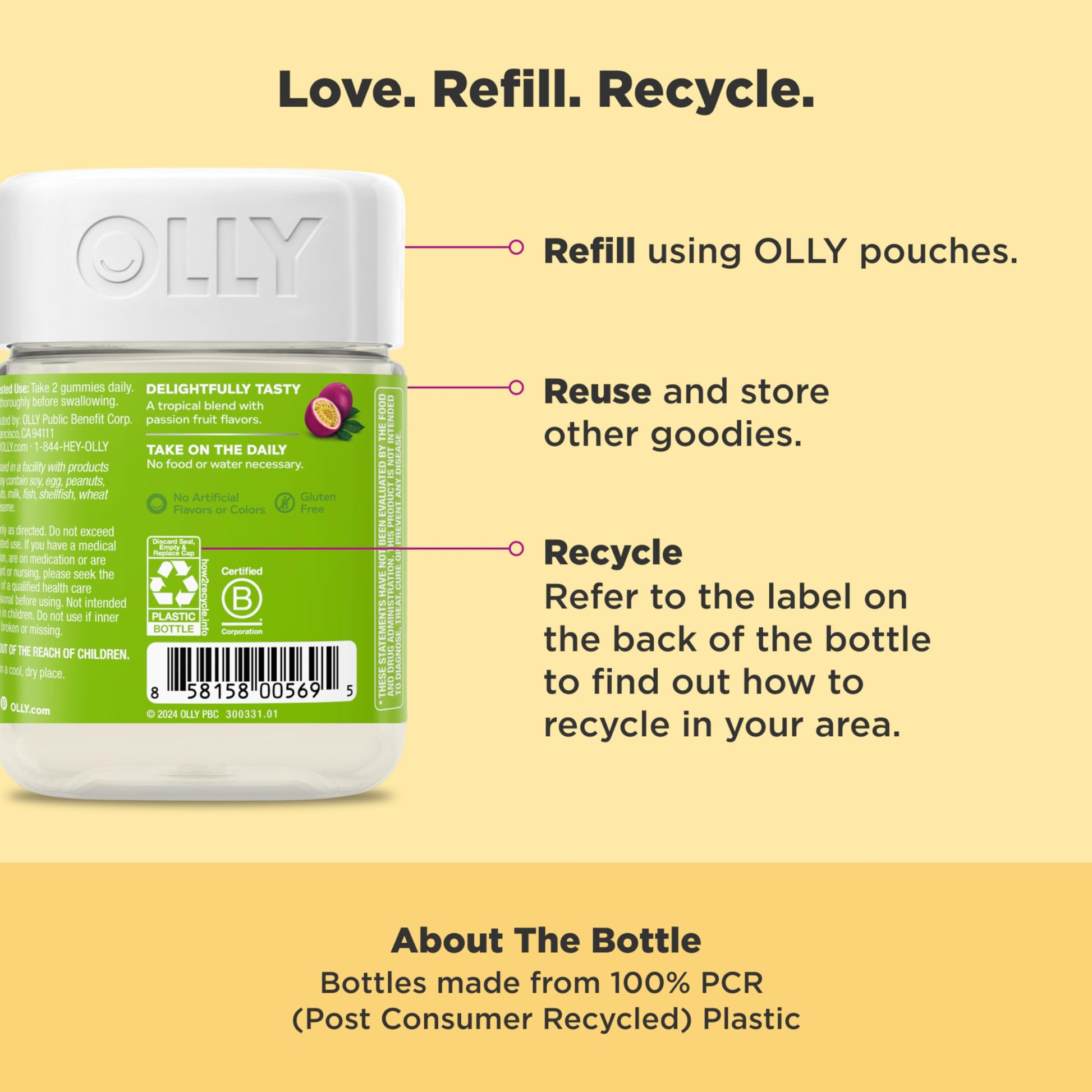 OLLY Daily Energy Gummy, Caffeine Free, Vitamin B12, CoQ10, Goji Berry, Adult Chewable Supplement, Tropical Flavor - 60 Count OLLY Au supplements