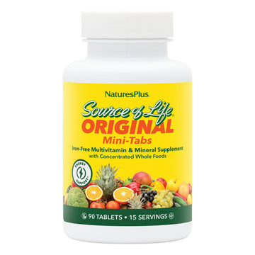 NaturesPlus Source of Life Mini-Tabs No Iron - 90 Vegetarian Mini Tablets - Easy to Swallow Natural Whole Food Multivitamin & Mineral Supplement for Health & Energy - 15 Servings NaturesPlus Au supplements