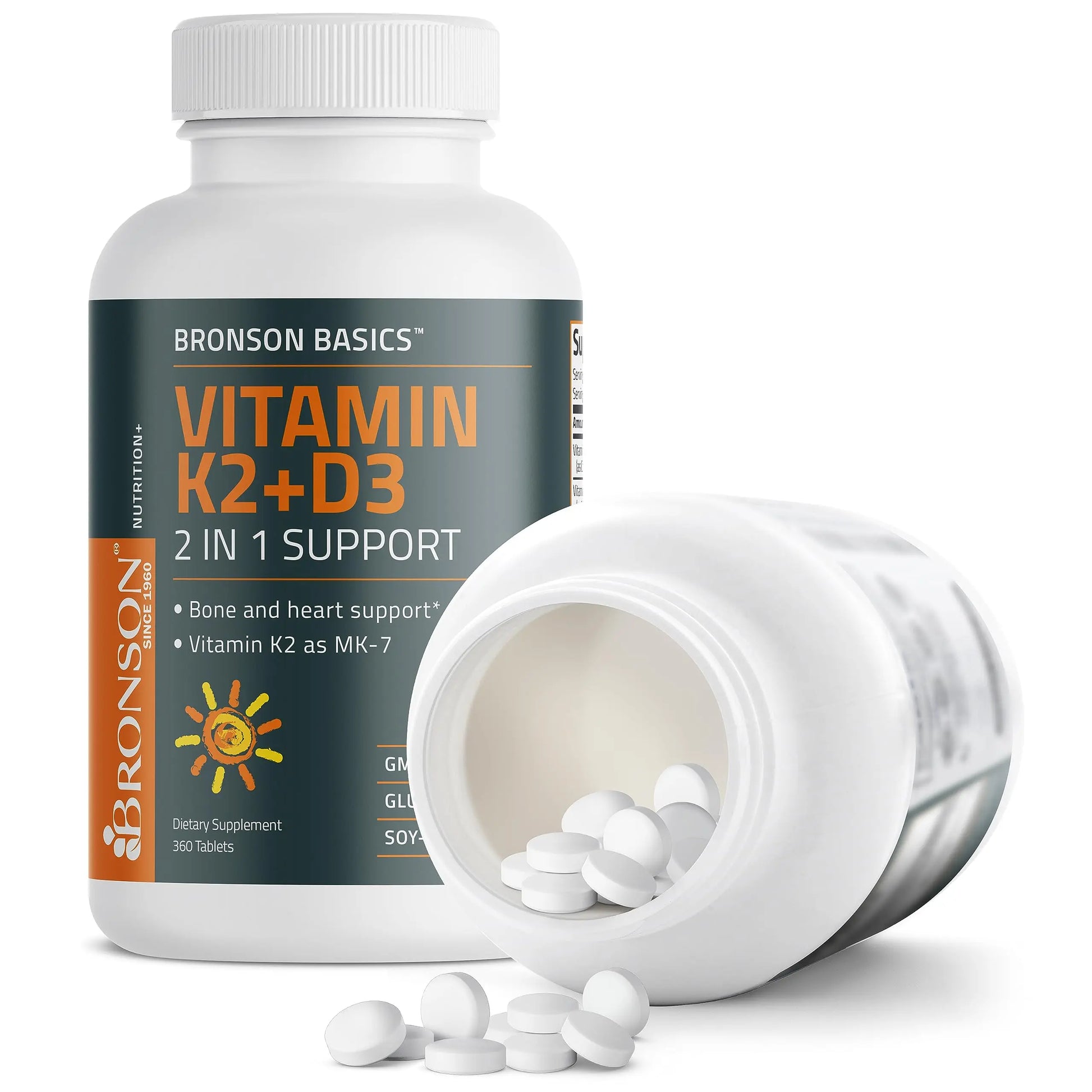 Bronson Basics Vitamin K2 D3 (MK7) Supplement Non-GMO Formula 5000IU (125 mcg) Bronson Au supplements