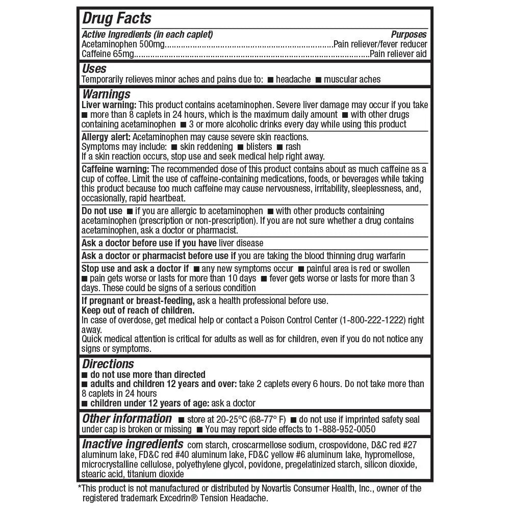 HealthA2Z® Tension Headache Relief | Acetaminophen 500mg | Caffeine 65mg | Pain Reliever Aid | Aspirin Free (200 caplets (Pack of 1)) HealthA2Z Au supplements