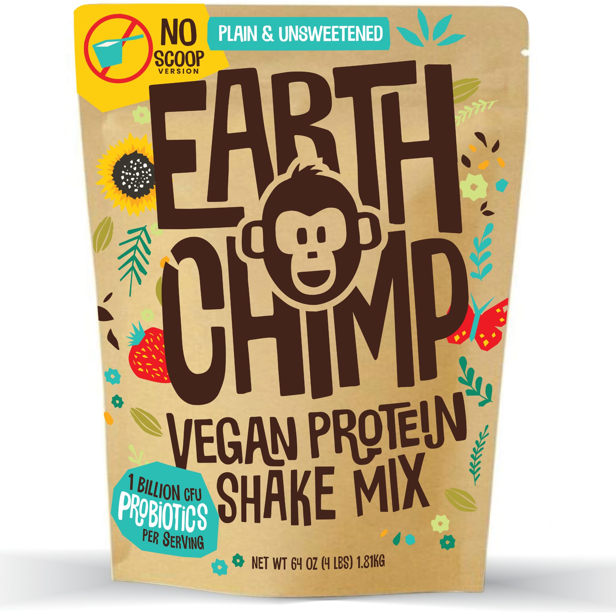EarthChimp Organic Vegan Protein Powder - with Probiotics - Non GMO, Dairy Free EarthChimp Au supplements