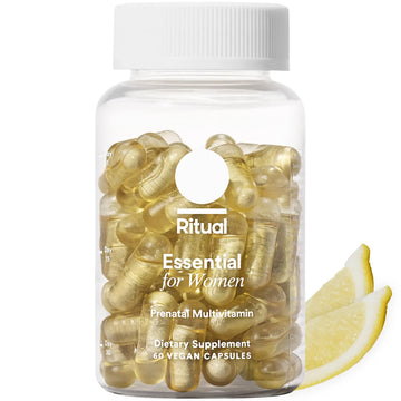 Ritual Essential for Women Prenatal Multivitamin: Folate & Choline for Neural Tube Support, Omega-3 DHA for Fetal Brain Development, Iron, Calcium-Helper D3 & K2, Non-GMO, Vegan, Citrus, 30 Days Ritual Au supplements