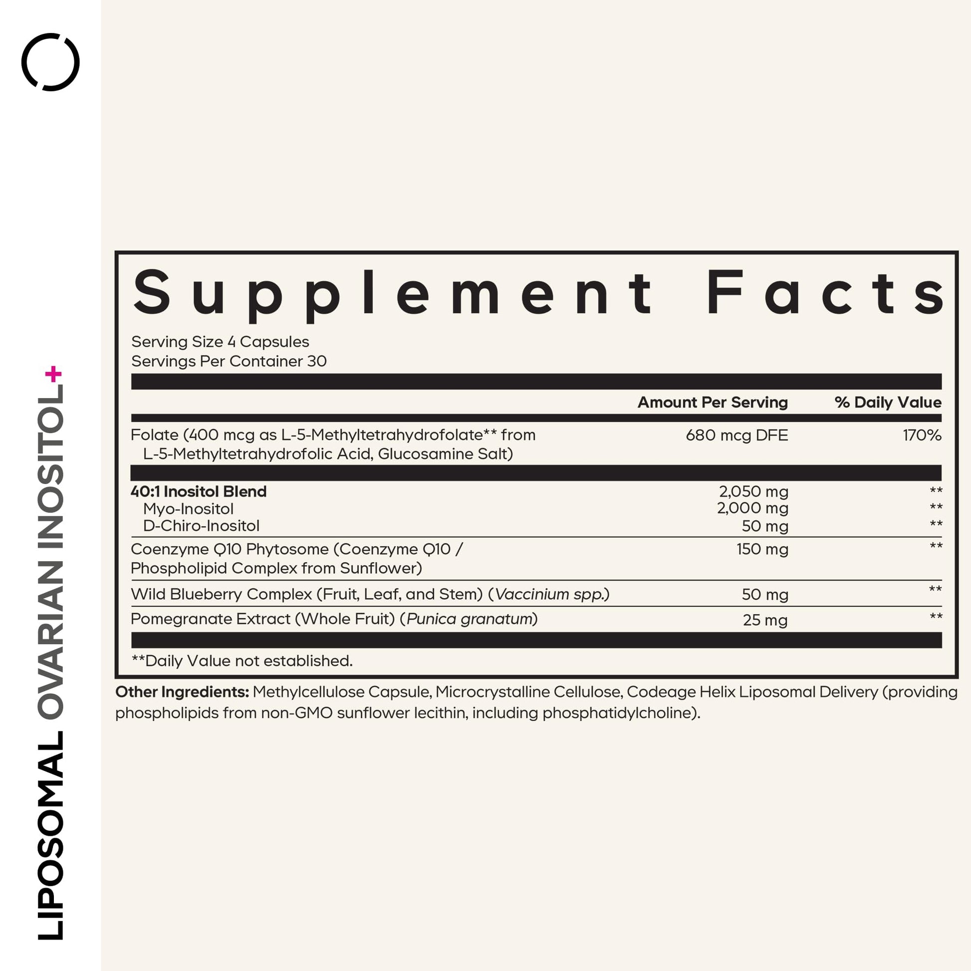 Codeage Liposomal Ovarian Inositol+ Supplement - Myo-Inositol & D-Chiro-Inositol 40:1 Blend, Folate 5-MTHF, CoQ10, Pomegranate & Wild Blueberry, Liposomal Delivery, Non-GMO, Gluten-Free - 120 Capsules Codeage Au supplements