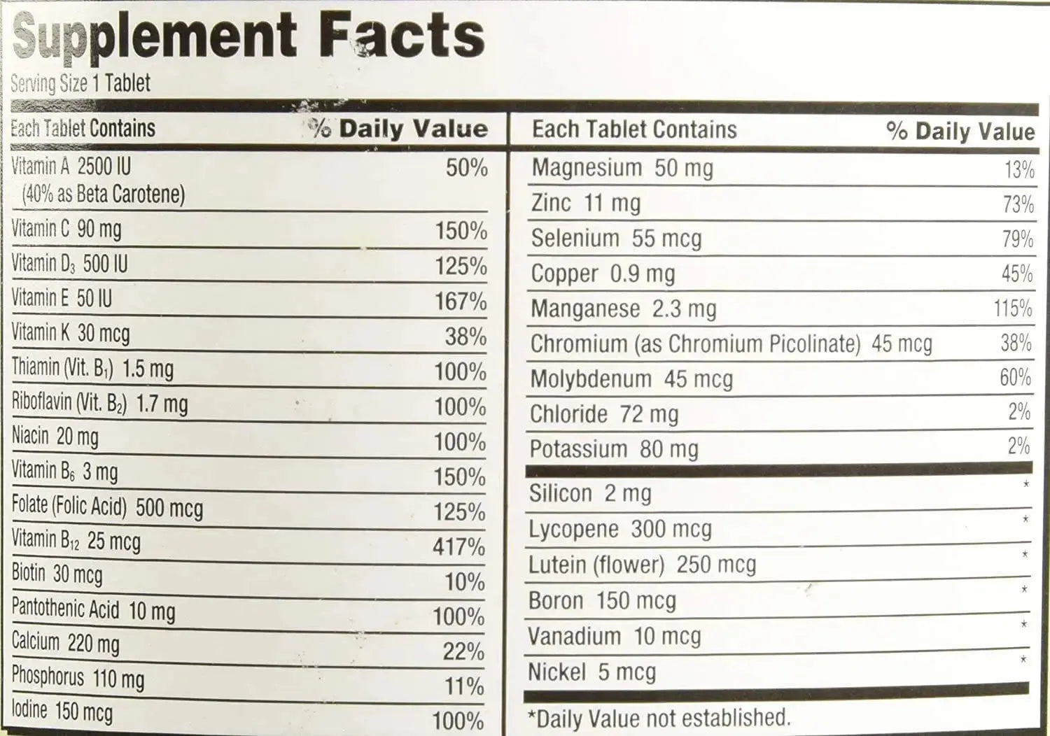 Kirkland Signature Adult 50+ Multi Vitamins & Minerals, 400 Tablets (2 Pack) KIRKLAND Au supplements