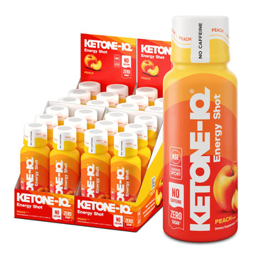 Ketone-IQ No Caffeine Performance Energy Shots – Ketone Fuel for Focus & Endurance, Metabolism Support, 10g Ketones, 24 Pack (Peach) Ketone-IQ Au supplements