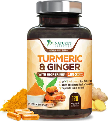 Turmeric Curcumin with BioPerine & Ginger 95% Standardized Curcuminoids Nature's Nutrition Au supplements