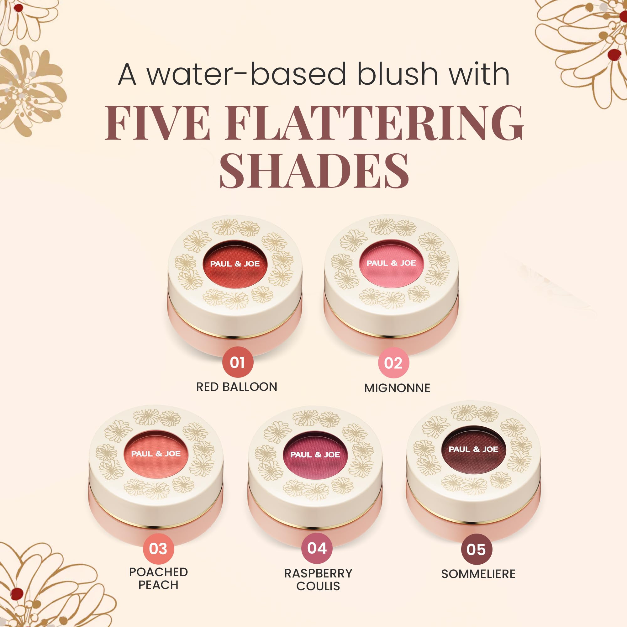 Paul & Joe Gel Blush, Bright and Buildable Blush Makeup, Water-Based Gel Makeup Blush with Hydrating Oils for Dewy, Radiant Finish, Garnet and Wine Red Cheek Tint, 05 Sommeliere, 0.71 oz Paul & Joe Au supplements