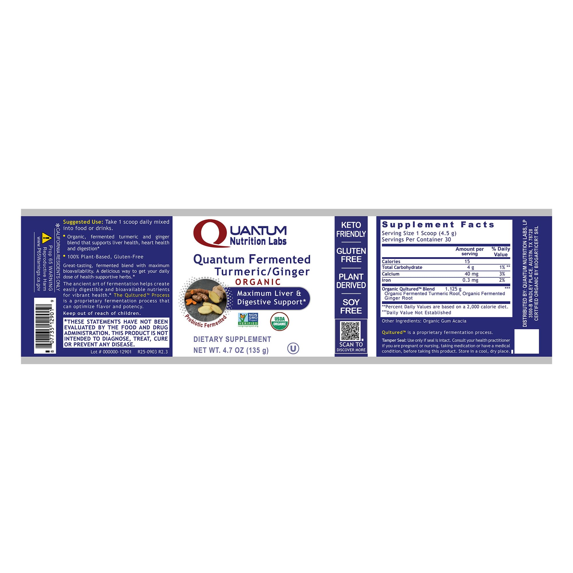 Premier Research Labs Premier Fermented Turmeric/Ginger Root - Probiotic Fermented Turmeric & Ginger Powder Supplement, Active Curcuminoids, Herbal Supplement - 4.7 Oz Premier Research Labs Au supplements